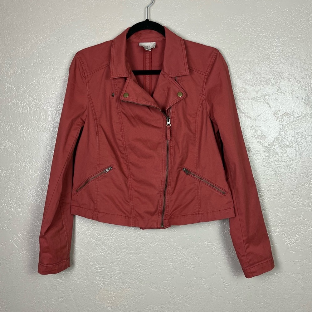 Ann Taylor Loft Moto Jacket - Rust‎ long sleeve full zip size M
